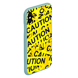 Чехол iPhone XS Max матовый Caution, цвет: 3D-мятный — фото 2