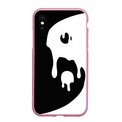Чехол iPhone XS Max матовый Инь Янь, цвет: 3D-розовый