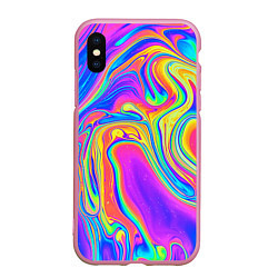 Чехол iPhone XS Max матовый Цветные разводы