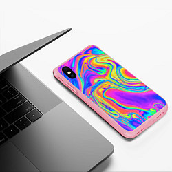 Чехол iPhone XS Max матовый Цветные разводы, цвет: 3D-баблгам — фото 2