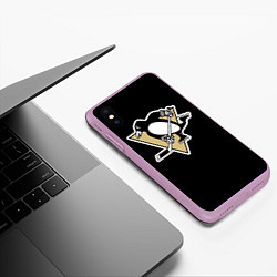 Чехол iPhone XS Max матовый Pittsburgh Penguins: Malkin, цвет: 3D-сиреневый — фото 2