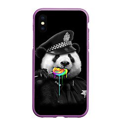 Чехол iPhone XS Max матовый Панда с карамелью, цвет: 3D-фиолетовый