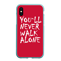 Чехол iPhone XS Max матовый You'll never walk alone, цвет: 3D-мятный