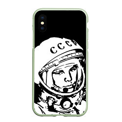 Чехол iPhone XS Max матовый Гагарин, цвет: 3D-салатовый