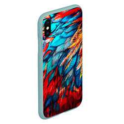 Чехол iPhone XS Max матовый Перья, цвет: 3D-мятный — фото 2