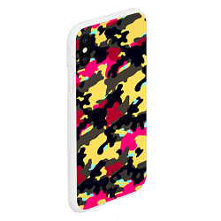 Чехол iPhone XS Max матовый Камуфляж: желтый/черный/розовый, цвет: 3D-белый — фото 2