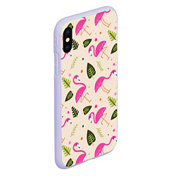 Чехол iPhone XS Max матовый Нежный фламинго, цвет: 3D-светло-сиреневый — фото 2
