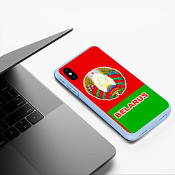 Чехол iPhone XS Max матовый Belarus Patriot, цвет: 3D-голубой — фото 2