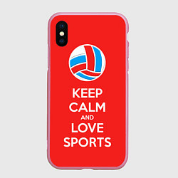 Чехол iPhone XS Max матовый Keep Calm & Love Volleyball, цвет: 3D-розовый