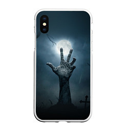 Чехол iPhone XS Max матовый Рука зомби, цвет: 3D-белый