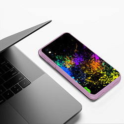 Чехол iPhone XS Max матовый Брызги красок, цвет: 3D-сиреневый — фото 2