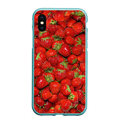 Чехол iPhone XS Max матовый Клубнички, цвет: 3D-мятный