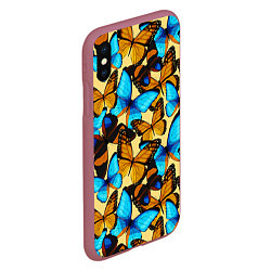 Чехол iPhone XS Max матовый Бабочки, цвет: 3D-малиновый — фото 2