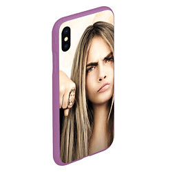 Чехол iPhone XS Max матовый Cara Delevingne, цвет: 3D-фиолетовый — фото 2