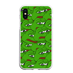 Чехол iPhone XS Max матовый Sad frogs, цвет: 3D-белый