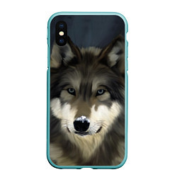Чехол iPhone XS Max матовый Зимний волк, цвет: 3D-мятный