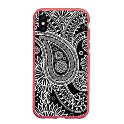 Чехол iPhone XS Max матовый Paisley, цвет: 3D-красный