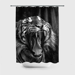 Шторка для душа Гнев тигра, цвет: 3D-принт