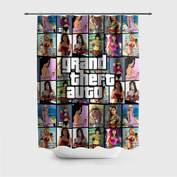 Шторка для душа GTA - все девушки персонажи, цвет: 3D-принт