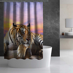 Шторка для душа Тигр на закате, цвет: 3D-принт — фото 2