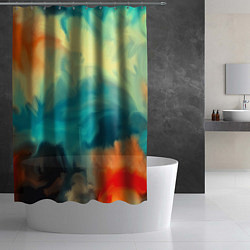 Шторка для душа Разноцветная акварель, цвет: 3D-принт — фото 2