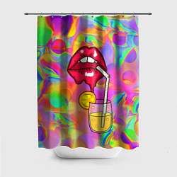 Шторка для душа Cocktail lips, цвет: 3D-принт