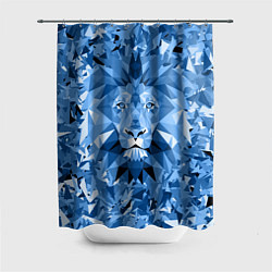 Шторка для душа Сине-бело-голубой лев, цвет: 3D-принт