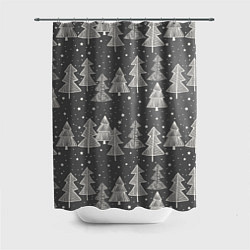 Шторка для душа Grey Christmas Trees, цвет: 3D-принт