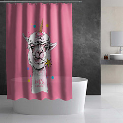 Шторка для душа Hello llamacorn - ice cream, цвет: 3D-принт — фото 2