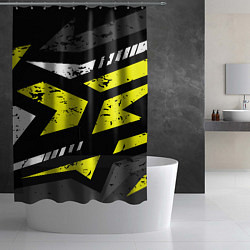 Шторка для душа Black yellow abstract sport style, цвет: 3D-принт — фото 2