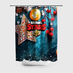 Шторка для ванной Brawl Stars новогодний