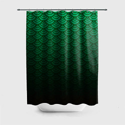 Шторка для ванной Узор зеленая чешуя дракон
