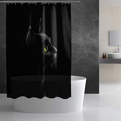 Шторка для душа Черный кот, цвет: 3D-принт — фото 2