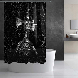 Шторка для душа Сиреноголовый Трещины Надпись, цвет: 3D-принт — фото 2