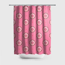 Шторка для душа Розовые пончики паттерн, цвет: 3D-принт
