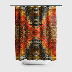 Шторка для душа Коллекция Фрактальная мозаика Оранжевый, цвет: 3D-принт