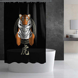 Шторка для душа Тигр в рамке, цвет: 3D-принт — фото 2