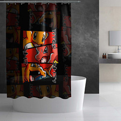 Шторка для душа РЫЖИЙ ДРАКОН ПОКЕМОНЫ ЧАРМАНДЕР, цвет: 3D-принт — фото 2
