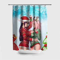 Шторка для душа Новогодние эльфийки, цвет: 3D-принт