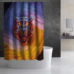 Шторка для душа Тигр в водно-огненной стихии, цвет: 3D-принт — фото 2