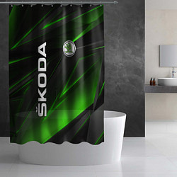 Шторка для душа SKODA GEOMETRY STRIPES GREEN NEON, цвет: 3D-принт — фото 2