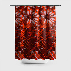 Шторка для душа Красные цветы абстракция, цвет: 3D-принт