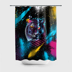 Шторка для душа Забрызганный тигр, цвет: 3D-принт