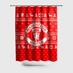 Шторка для ванной FC Manchester United: Новогодний узор