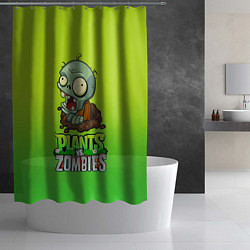 Шторка для душа Plants vs Zombies зомби, цвет: 3D-принт — фото 2
