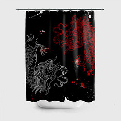 Шторка для душа Китайский дракон Красно - Белый, цвет: 3D-принт