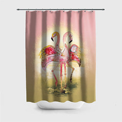 Шторка для душа Танец Любви 2 Фламинго, цвет: 3D-принт