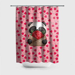 Шторка для ванной Панда с валентинкой день влюбленных