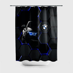 Шторка для душа BMW НЕОН СОТЫ, цвет: 3D-принт