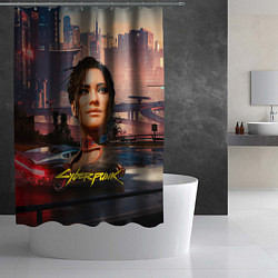 Шторка для душа Panam Панам Cyberpunk 2077 портрет, цвет: 3D-принт — фото 2